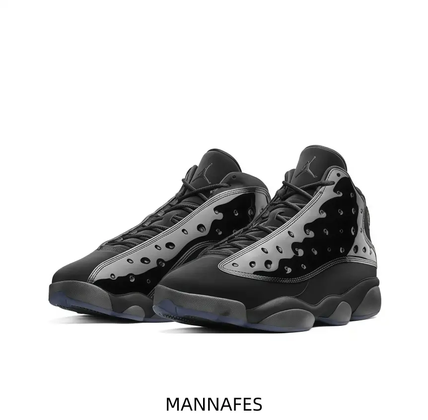 Collectible Sports Sneakers - Sleek Black Patent, Tonal Overlays, Icy Blue Outsole, Stealthy Design for Casual Shorts Pairing, Night Drives or Urban Escapes