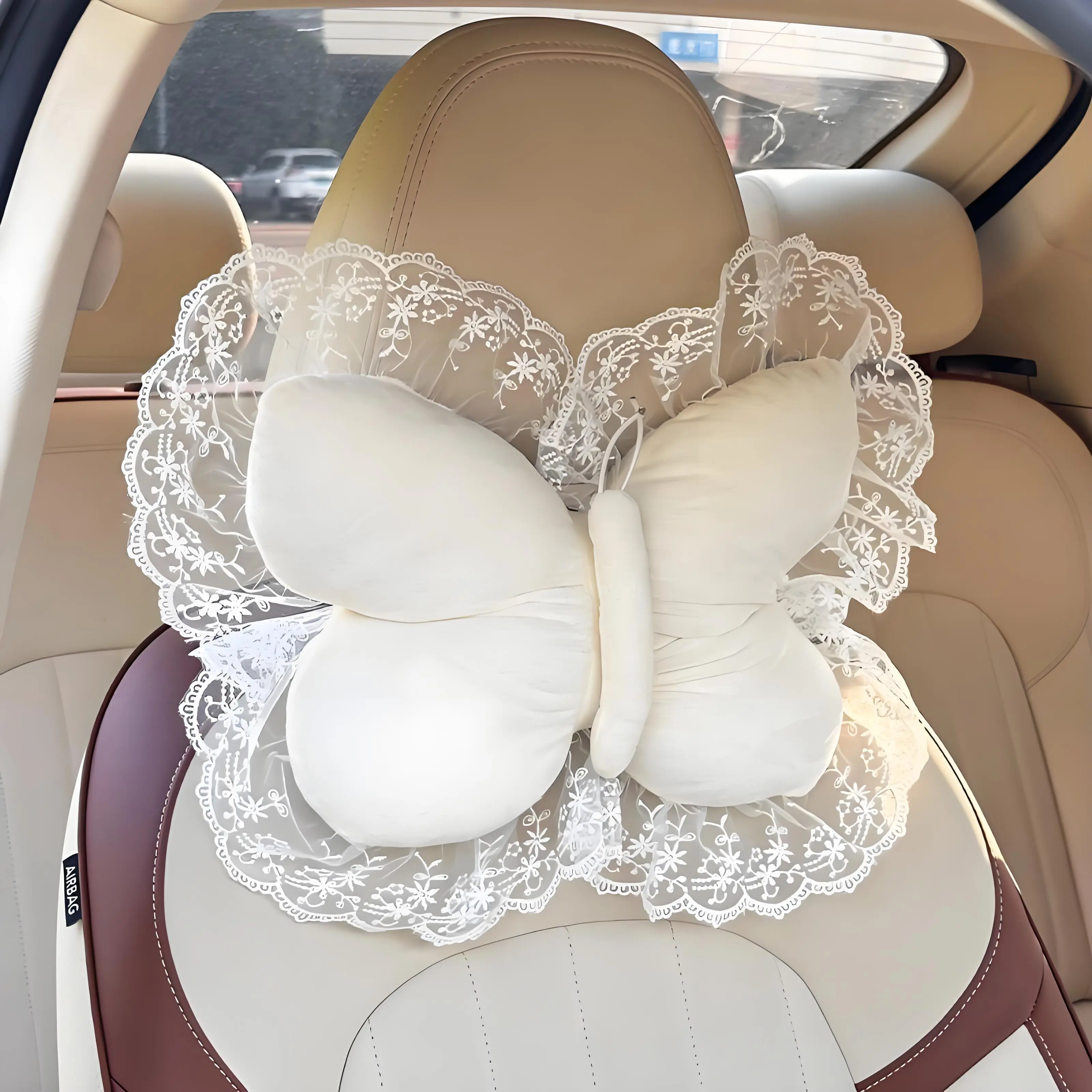 Elegant Floral Butterfly Lumbar Support Pillow - Soft, Durable Fabric Cushion, Hand Wash Only, Car Accessories for Office/Car Use (Girly, Interior, Whimsical Butterfly Sports & Outdoor Protective Gear Accessory), Girly Car Accessories