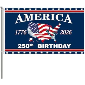 250 Anniversary USA Flag 3x5 Ft 2 Sided 3 Layers 250th Anniversary Flag We The People 1776-2026 250 Years Birthday Patriotic Decor for Outdoor Front Door Porch Wall (A)