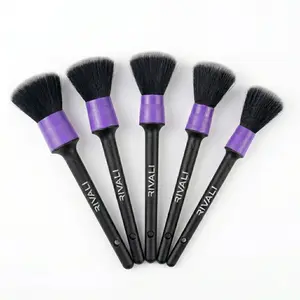 Rivali Car Care Premium 5-Piece Interior Detailing Brush Set - Ultra Soft Brushes for Automotive Dashboard Cleani ng & Maintenance,Air Vents, Leather, Alcantara, Screens, Consoles & Tight Spaces - Scratch-Free Professional Auto Detailing Brushes for Cars