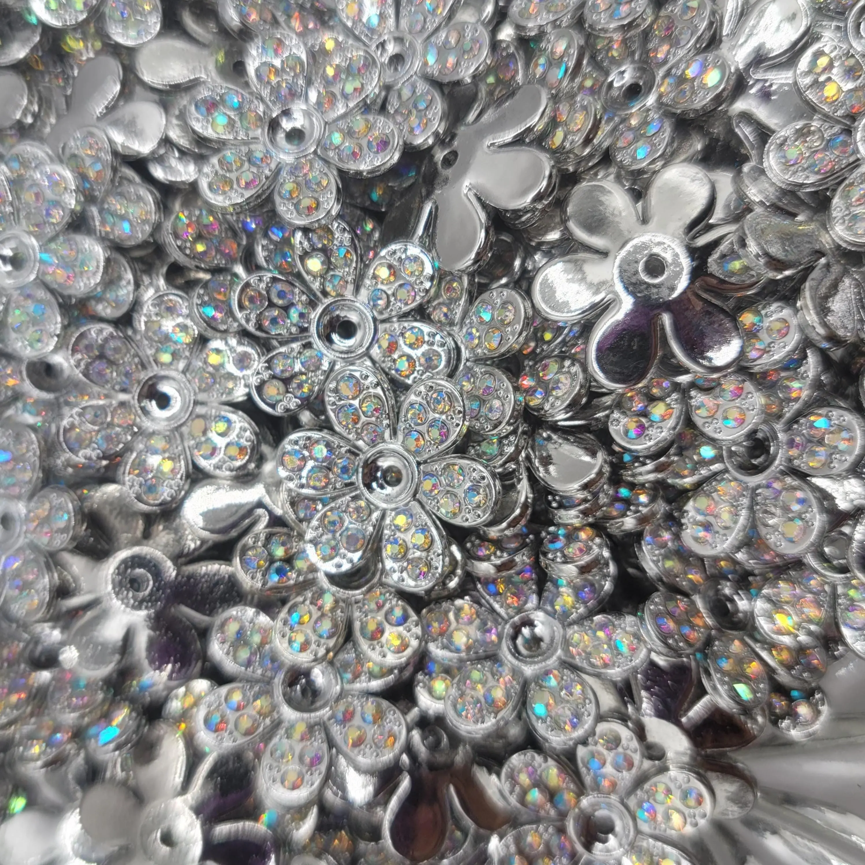Acrylic AB Rhinestone Flower Spacers (Approx. 22mm) - Beads Charms Accessories, Handcrafted & Elegant Bead Assortments for DIY Jewelry Making Craft Embellishments