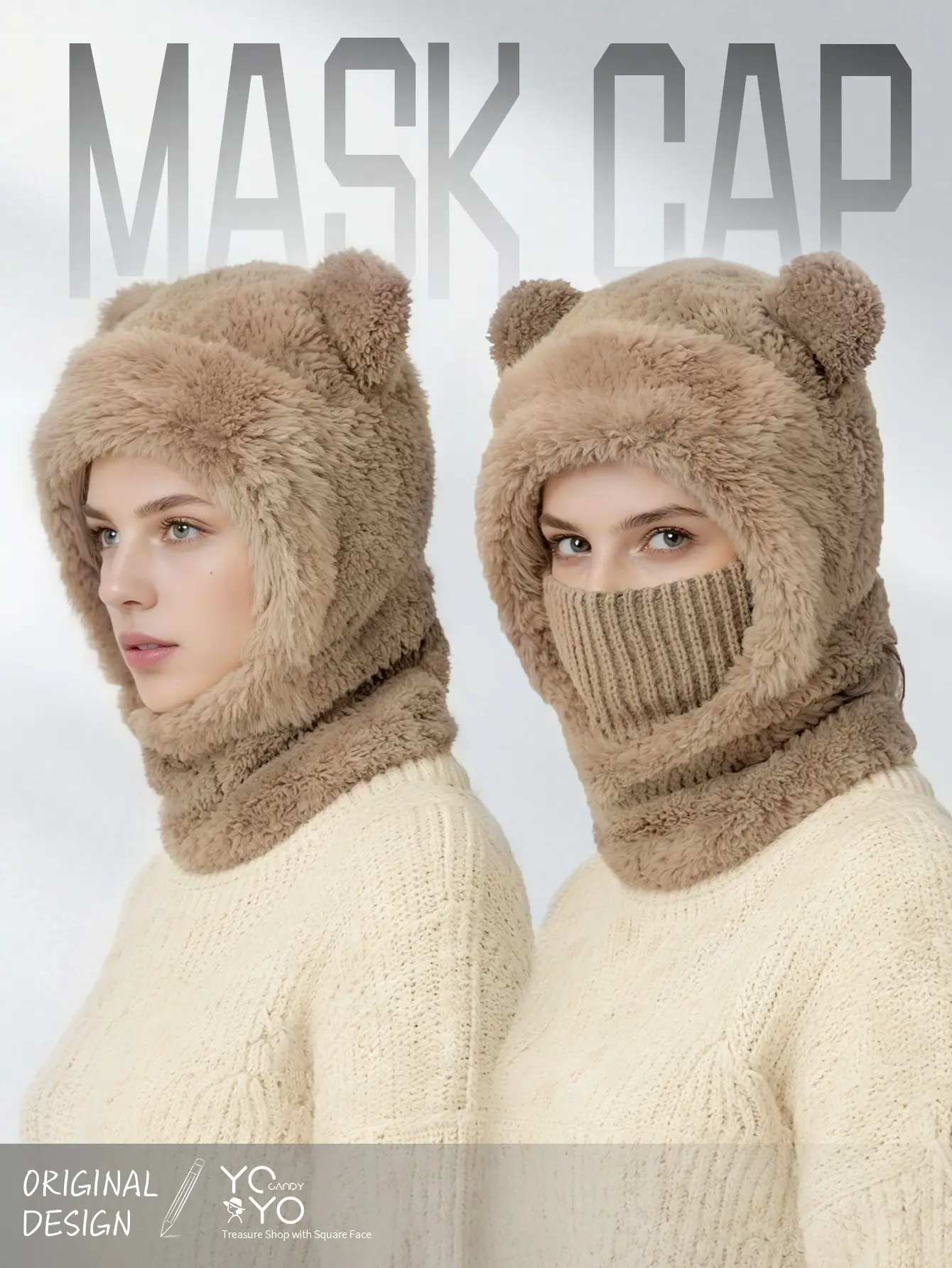 Original design, stylish and cute bear ear design windproof hat, suitable for winter warmth and protection from the cold, ideal for cyclists. The hat is versatile and suitable for both men and women of all ages, regardless of head circumference