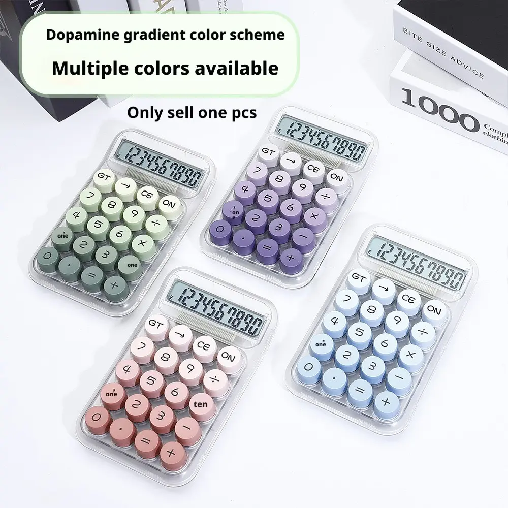 Transparent Dopamine Calculator with Display, Large Buttons 10-Digit Display, Cute Multicolor Options, Gradient Colors, Ideal for School & Office Use, Office Calculators, Office Stationery Supplies