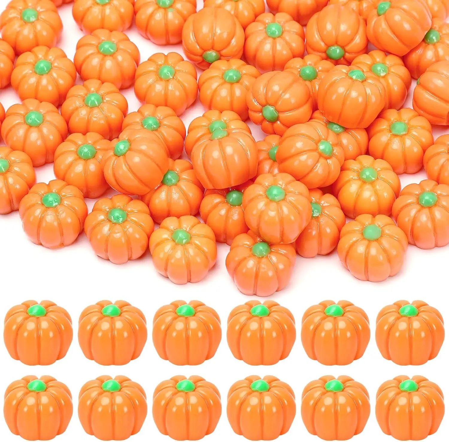 Summer Gift 60Pcs Mini Resin Pumpkins,Tiny Fake Artificial Pumpkins Small Fall Table Decor for Crafts Vase Filler Thanksgiving Ornaments Halloween Party Supplies