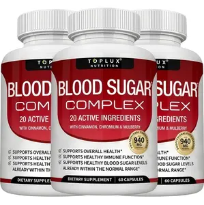 3 Bottles of BloodSugar Complex -60 Capsules with Chromium Cinnamon &  Mulberry for Healthy Sugar Levels &Immune Support - Dietary SupplementHealthcare Edible Fitness Vitamin plant-based wellness | Non-GMO | Daily nutrient support | Gluten-Free Formula