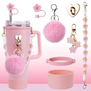 7-piece set Stainless Steel Vacuum Insulated Glass Cup with Handle and Straw for Children's Gift Set, Keep Cold, Hot & Ice, Portable Drinkware - Mug, Tumbler,  Bottled, Flasks easter toy funny Tumbler Drinkware Tea Iced Tea girl gifts