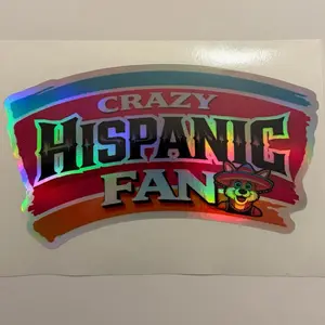 Crazy Hispanic Fan Decal - Vibrant Holographic Design or hat pin