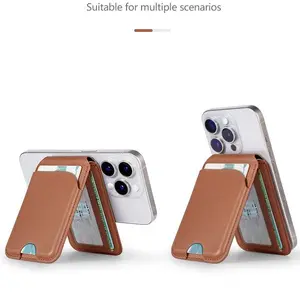 VTLASK Magnetic Wallet with Adjustable Stand Mag-Safe Wallet for iPhone 16/15/14/13 Series RFID Blocking Leather Card Holder for Smartphones Rfid Protection Cellphone