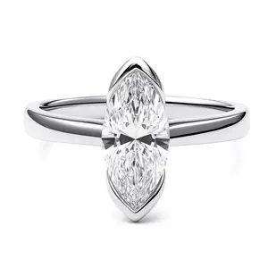 Solitaire 1.6ct Bezel Marquise CZ Ring in Sterling Silver