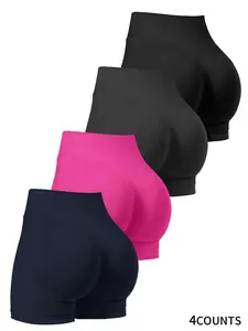 Women's Yoga Shorts Set, High Elasticity & Shaping Design, Skin-Friendly Multifunctional, Indoor & Outdoor Use, 4 Pieces