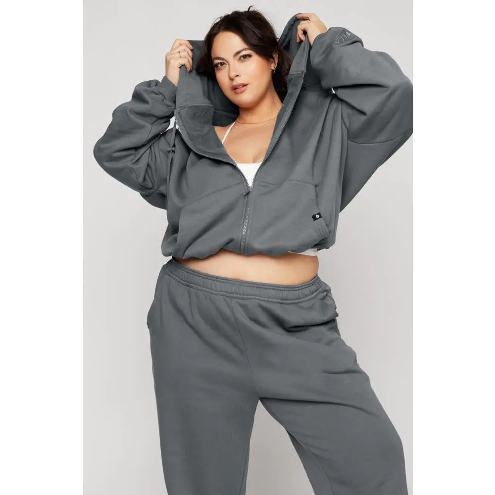 Zip Cloud Hoodie - Smoke (with toggles)