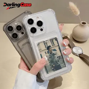Darlingcase Durable transparent TPU phone case with card slots and a transparent shock-resistant back cover, compatible with iPhone 12/12 Pro/12 Pro Max/13/13 Pro/13 Pro Max/14/14 Plus/14 Pro/14 Pro Max/15/15 Plus/15 Pro/15 Pro Max/17 Pro Max/17 Pro