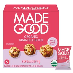 Organic Strawberry Granola Bites Healthy Snack Soft Baked Granola Balls Kids Snack 5 Pack