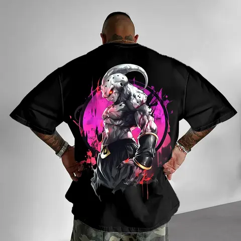 80s 90s Dragon Ball DBZ kid buu majin buu Oversized streetwear singlet muscle cotton outfits men short summer graphic t-shirts men's graphic tees Fits vacation outfits Anime gifts Casual Breathable
