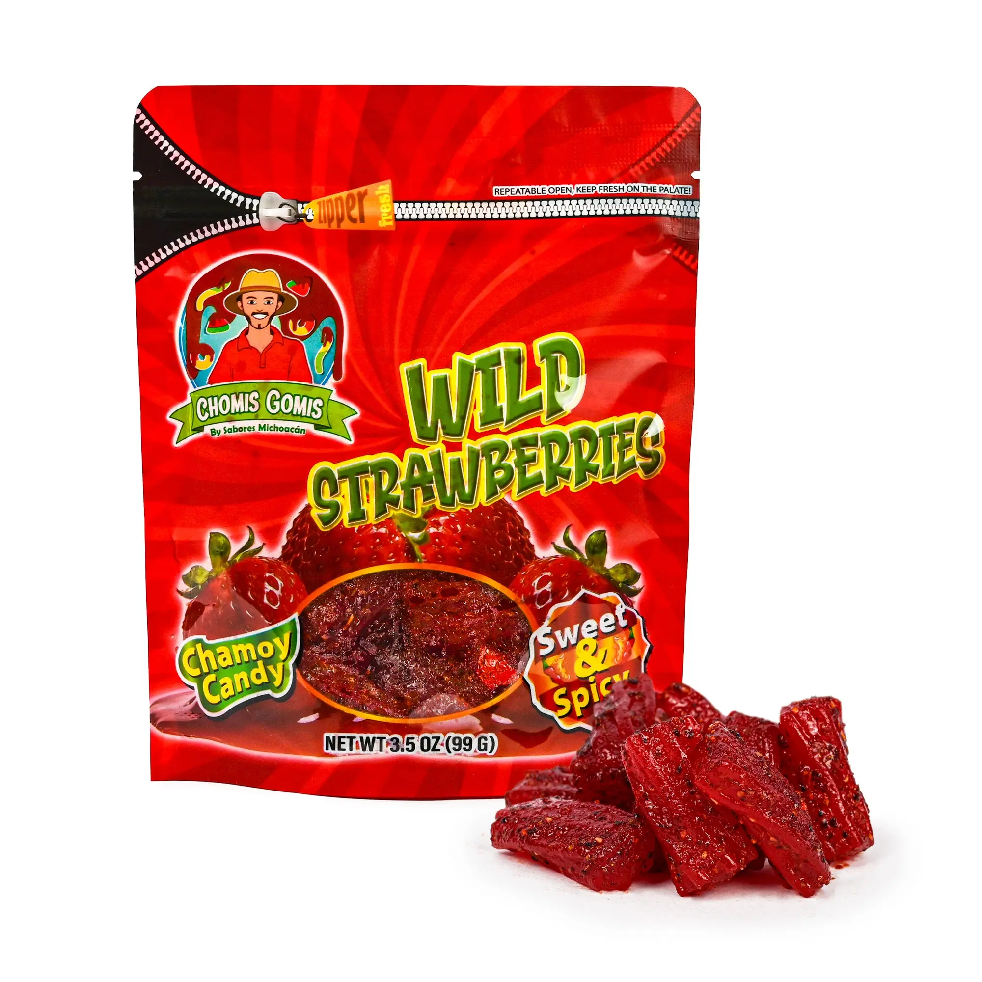 Wild Strawberries Chamoy Candies, Tangy-Sweet Snack Treat
