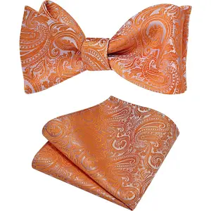 Mens Paisley Bowties Self Tie Bow Tie Handkerchief for Men Jacquard Bowtie Pocket Square Set
