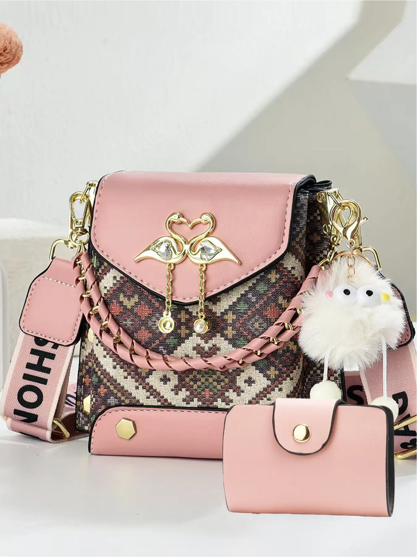 Fashionable Korean style printed small mobile phone bag for women, elegant and high-end single shoulder bag with a cross-body strap, Casual Handbag Satchel, Fashionable Patterned Bag, Casual Trendy Bag
