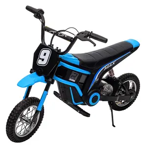 【Christmas Gift】Blue 24V Electric Dirt Bike For Kids Ages 8 To 14 With 350W Motor Two Speed Modes Rear Wheel Drive Shock Absorbing Tires Durable Construction Max Load 135 Pounds Stylish And Quiet Electric Motocross Motorcycle Blue