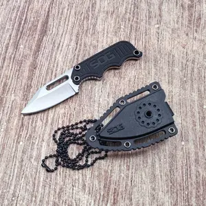 Full blade instinctive fixed knife, G10 handle, lightweight mini pocket, EDC necklace multifunctional tool, with ABS plastic scabbard, men's holiday gift