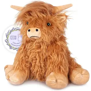 Heatable & Coolable Highland Cow Stuffed Animals Plushie, Microwavable Heating Pad for Soothing & Relaxation, Lavender Scented Cattle Plush Toys for Stress Relief, Stuffed Cow Gifts