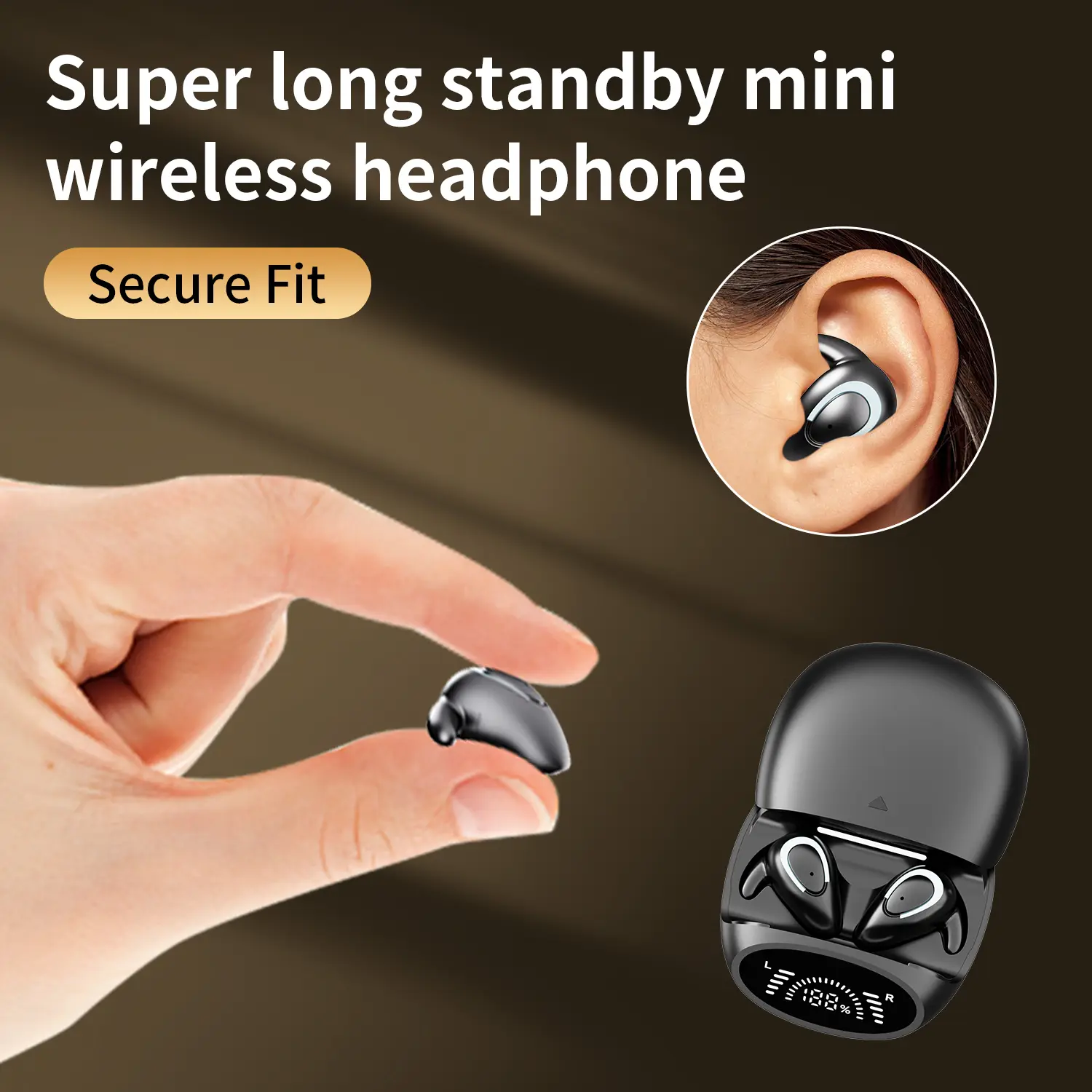 Lightweight Wireless Music Earbuds - Audio Semi-In-Ear Teardrop Earphones, Multi-Color Options, Battery-Powered, Compatible with All Cellphones and Smartphones (In-Ear Earphone Included for SEO Alignment)
