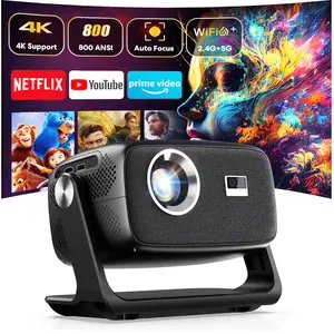 HUANLETOU 2026 New C5 1080p projector with built-in Android OS, 800 lumens, equipped with Wi-Fi and Bluetooth; a smart movie projector featuring auto-focus and keystone correction, suitable for apps, ceiling projection, and outdoor use