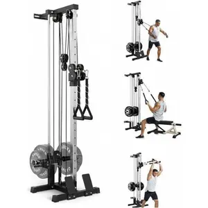 Wall Mount Cable Station – Dual Pulley Cable Crossover Machine with 18 Adjustable Positions, Tricep Rope, T-Bar, LAT Pulldown Bar & Foot Board for Home Hotel Gym Strength Training
