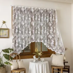 Elegant Butterfly Lace Bow Home Decoration Curtain Panel (wide 118x Long 63), Easy Installation, Ideal for Kitchen Bedroom Dining Room Small Windows