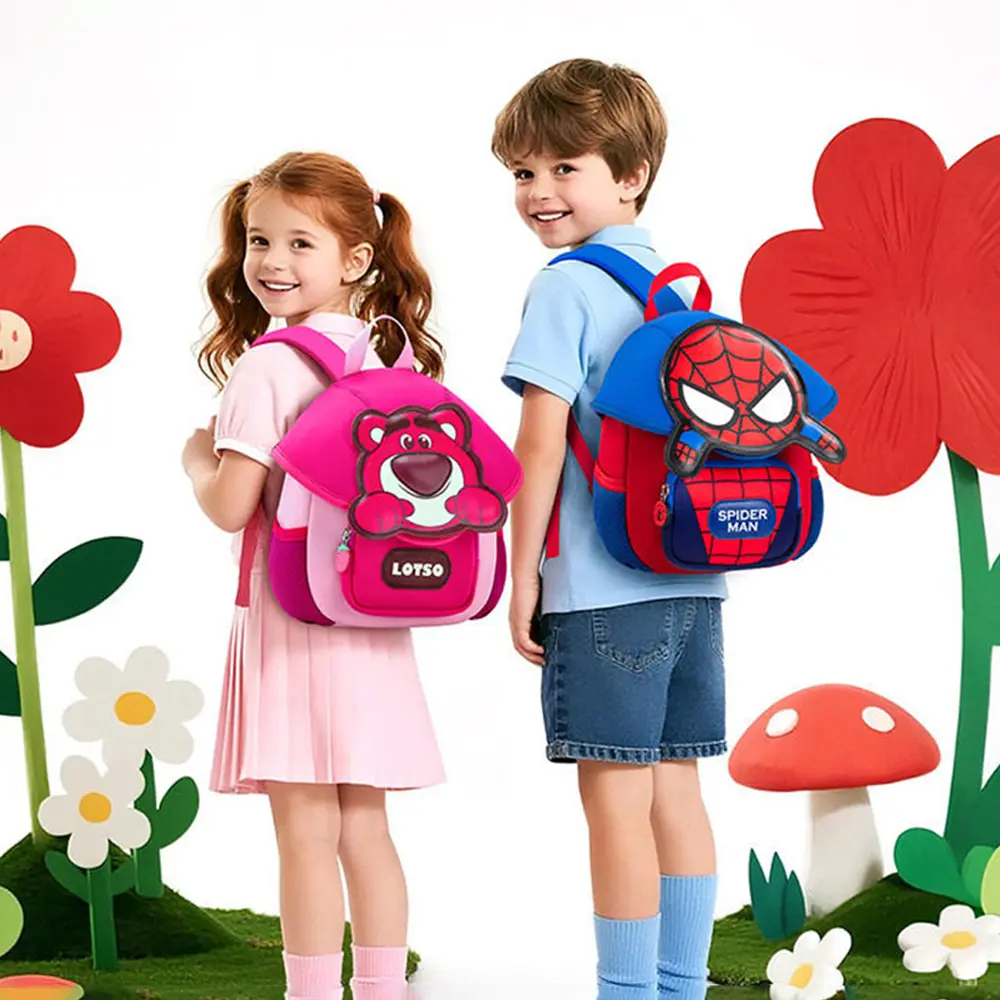 Strawberry Bear Spider-Man Preschool Backpack for Kids—Lightweight Backpack for Boys and Girls