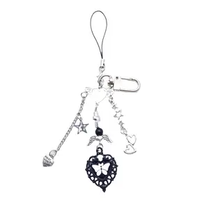 Cell-Phone Straps Keychain Crystal Cross Heart Phone Lanyard Keyring Chain