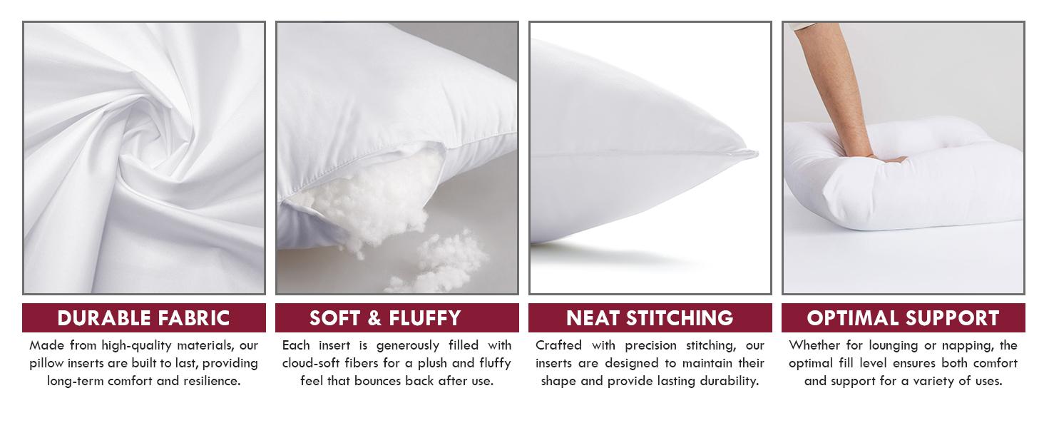 4-Pack White Cushions - Throw Pillows, Soft Cozy Fluffy Cushion Inserts -Hypoallergenic Filled Square Lightweight Stuffer Pillows for Living Room Bedroom, Home Decor 100% Polyester Microfiber Fabric 4-Pack White Cushions - Throw Pillows, Soft Cozy Fluffy Cushion Inserts -Hypoallergenic Filled Square Lightweight Stuffer Pillows for Living Room Bedroom, Home Decor 100% Polyester Microfiber Fabric