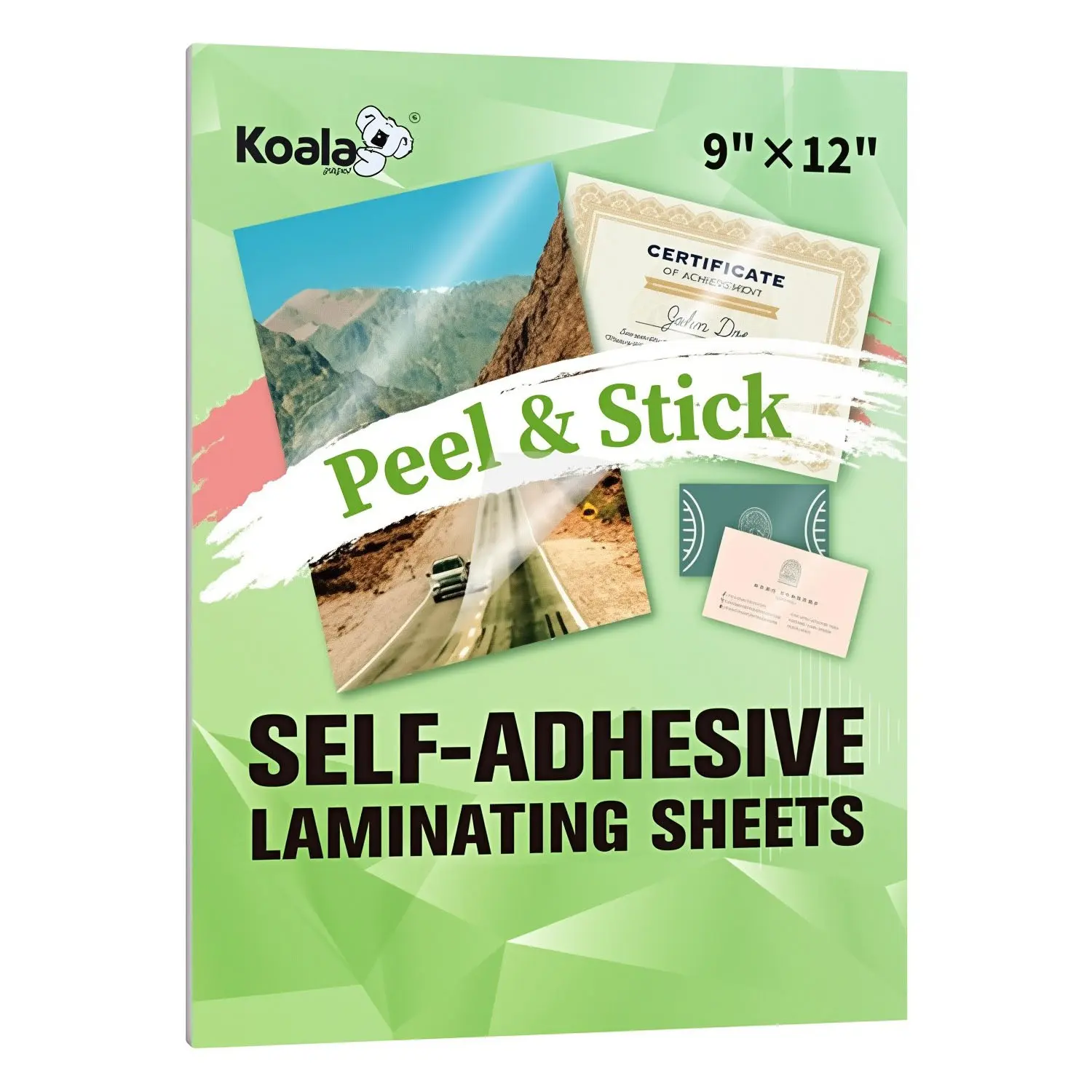 Koala Clear Self-Adhesive Laminating Sheets for Stickers & Photos - 5 Sheets (9" x 12") - Waterproof, Scratch-Resistant - No Heat Needed, Peel & Stick