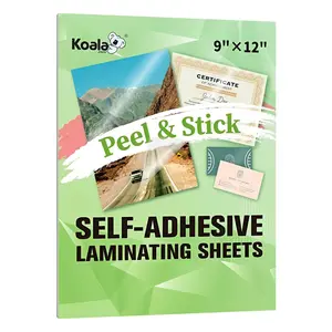 Koala Clear Self-Adhesive Laminating Sheets for Stickers & Photos - 5 Sheets (9" x 12") - Waterproof, Scratch-Resistant - No Heat Needed, Peel & Stick