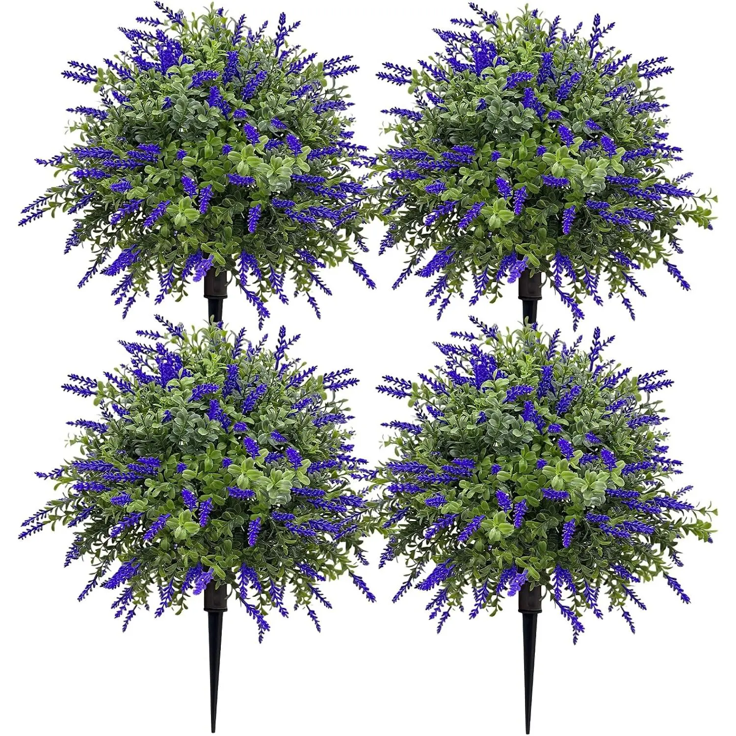 GARVEE 4pcs Decorative Floral Artificial Lavender Plant with Stake, Faux Purple Flower Bush for Outdoor & Indoor Decor, Patio
