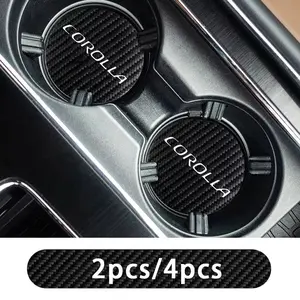 For Corolla 2 Pcs or 4pcs Carbon Fiber Texture Anti-Slip Cup Holder, Protects From Scratches, Practical Decorative Effect for Vehicle