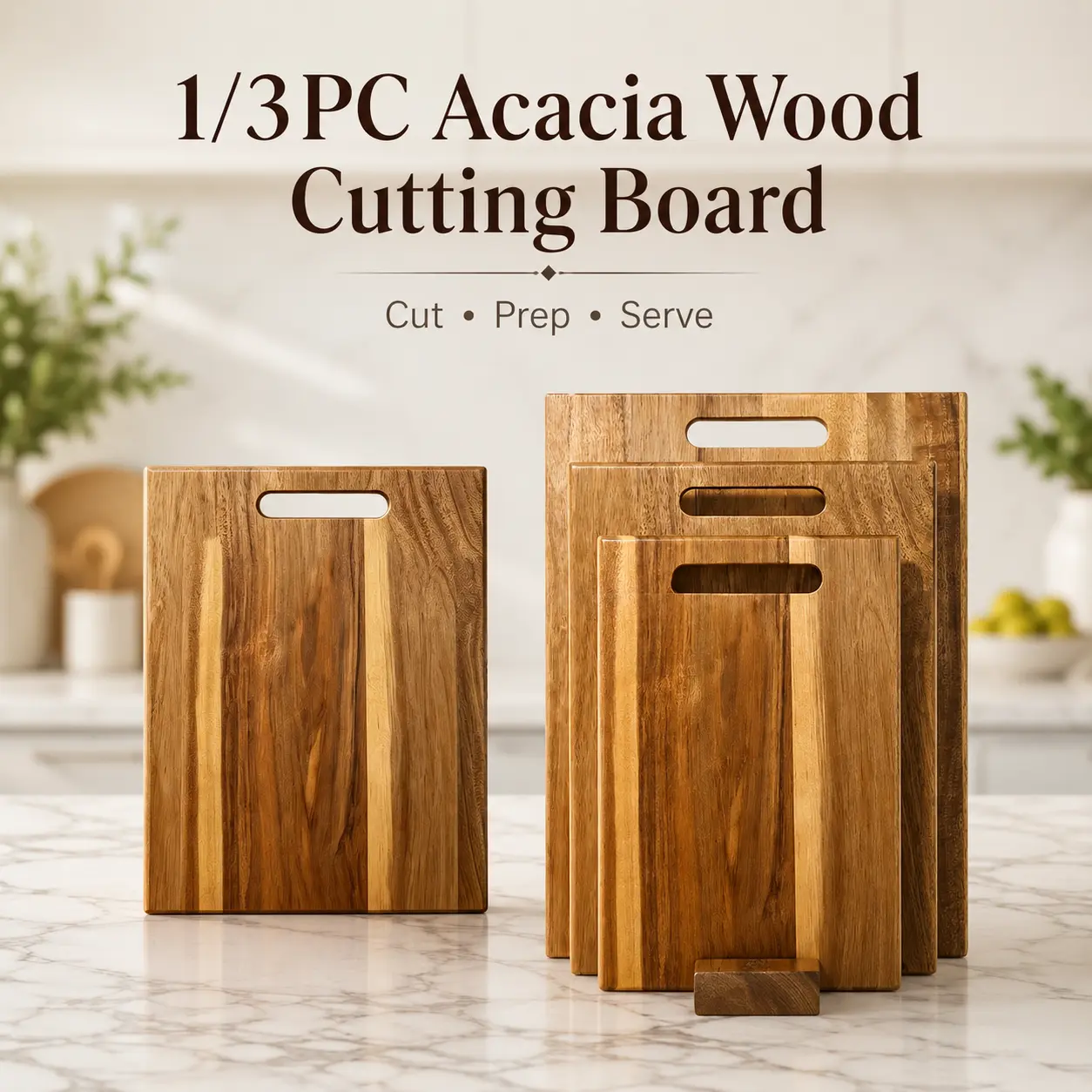 Ash wood cutting board set, available in 1–3 pieces.Made from natural wenge wood with a dense texture and built-in carry handle.It can cut meat, fruits and vegetables, and also serve as a serving tray.Wear-resistant and durable, suitable for home kitchens
