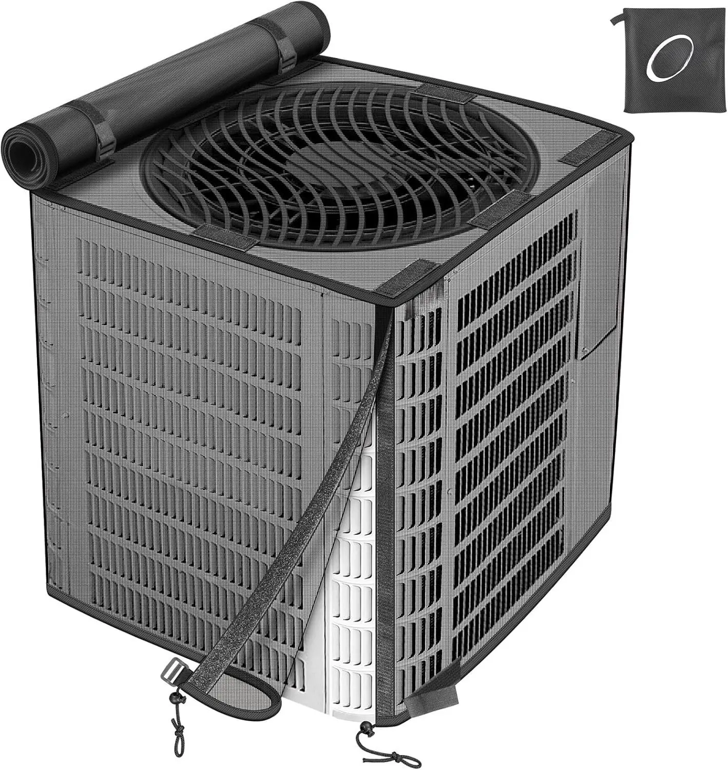 2 in 1 Upgraded Full Mesh Outdoor AC Unit Cover with Detachable 600D  Top, Air Conditioner Mesh Covers for Outside Units, for  Season (30" W x 30" D x 32" H)