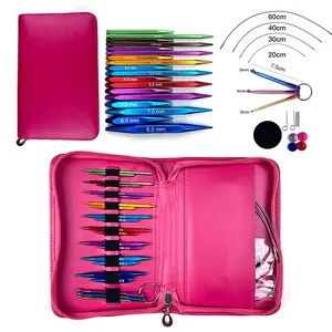Square Knitting Needles Set, Interchangeable Circular Knitting Needles Set, Sizes 3.5mm, 3.75mm, 4.0mm, 4.5mm, 5.0mm, 5.5mm, 6.0mm, 7mm, 8mm, 4 Cables, 9 Pairs