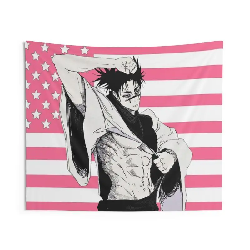 Pink anime Choso Tapestry, JJk Art Prints Poster Banner Flag Wall Art Hanging,For Decorate Clubs Concerts Bars University Dormitories Living Rooms Bedrooms Decor Tapestry Parties,Gift Tapestry