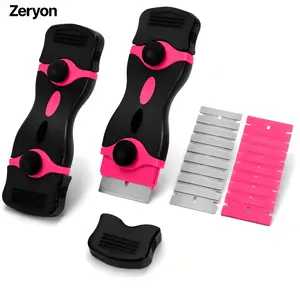 Zeryon 2 Pack Pink Razor Blade Scraper Tool, Cleaning Razor Scraper, Glass Scraper and Stove Top Scraper for Glass Top Stove, Oven Door, Window Labels, Stickers, Tape, Glue, Adhesive, Sticker Removal, Package Opening, Box Cutting and Cooktop Cleaning fath