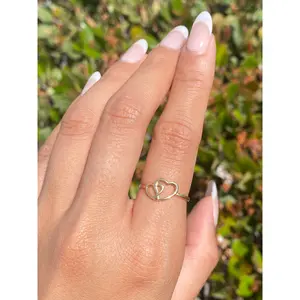 14K Gold Double Heart Band