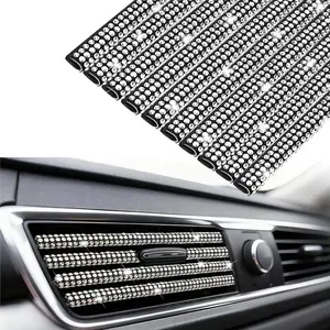 Bling Car Air Conditioner Decoration Strip for Vent Outlet, 10 PCS Universal Rhinestone Car Vent Outlet Trim Decorations, Bling Interior Accessories for Women and Girls