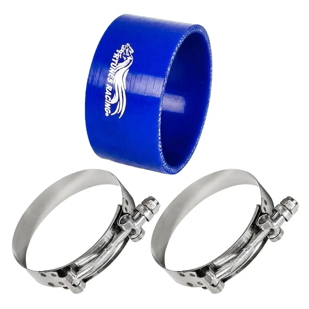 3.5" inch (89mm) Silicone Coupler Hose with T-Bolt Clamps | Rtunes Racing | BLUE SH-SCH89B-TC