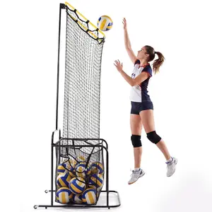 Garvee Volleyball Training Net with 5 Height Adjustment Levels (182 – 275 cm) and 5 Adjustable Angles, Mobile Exercise Equipment with Lockable Wheels for Indoor and Outdoor Use