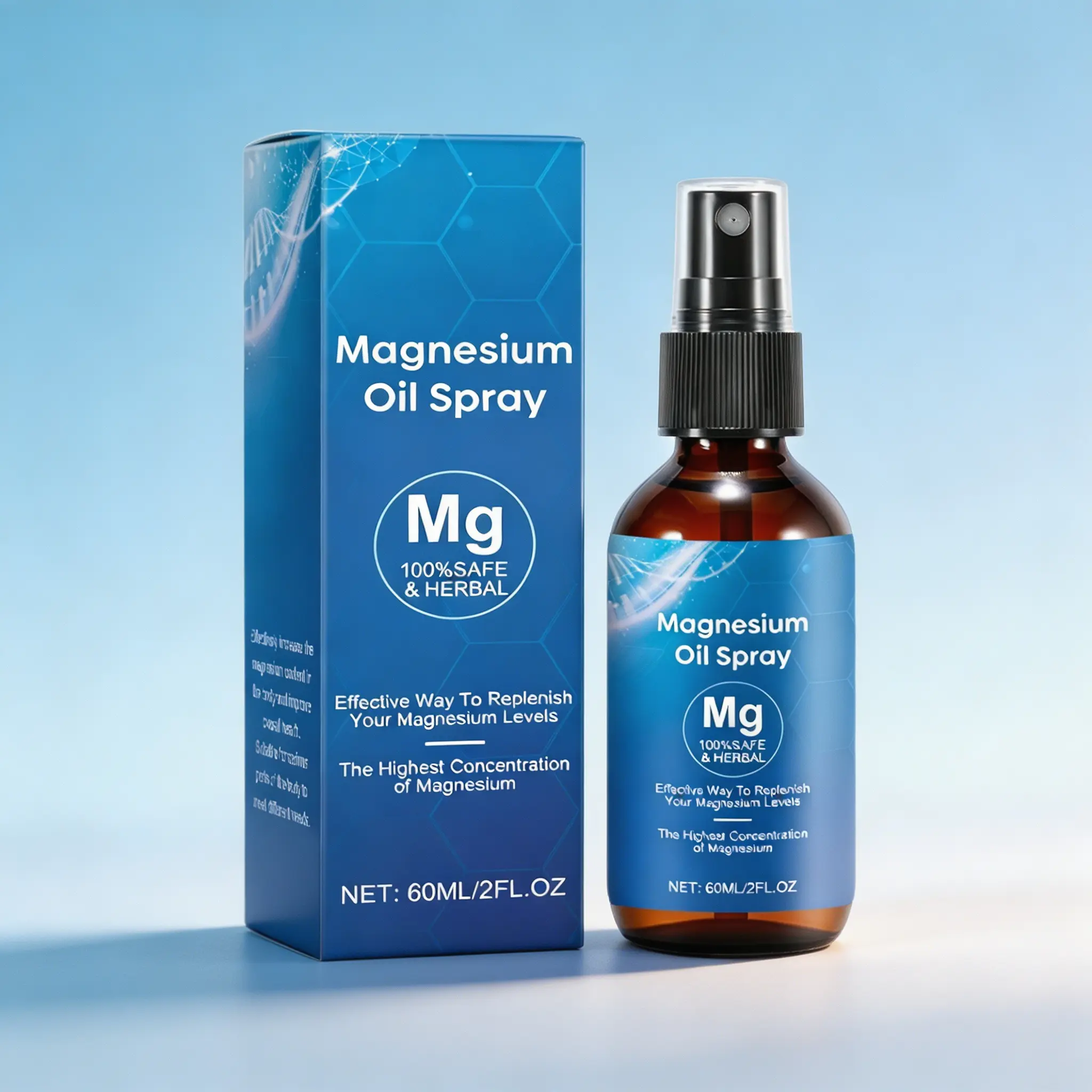 Magnesium Oil Spray 60ml – Highest Concentration Magnesium Spray – Replenishes Magnesium Levels Quickly – Relieves Leg Cramps, Muscle Soreness & Joint Stiffness – Promotes Better Sleep & Stress Relief – 100% Natural Herbal Topical Spray