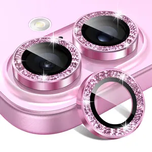 Matekxy Camera Lens Protector for iPhone 16/16 Plus/16 Pro/16 Pro Max  2024 Bling, 2 Set HD Scratch Resistant Tempered Glass Metal Individual Cover Case Friendly