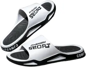 Fashion Sport Men's Ultra Soft Slides with Arch Support Non-Slip Indoor Outdoor Slippers for Home Beach & Shower Lightweight Open Toe House Shoes with Memory Foam Cushion - Footwear