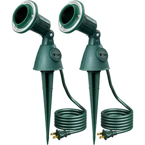 120V Outdoor Spotlight,  LED Outdoor Flood Stake Lights, E26 Base, Max 150W PAR38 Bulb (Not Included), 6FT Cord, 90? Adjustable , 2 Pack