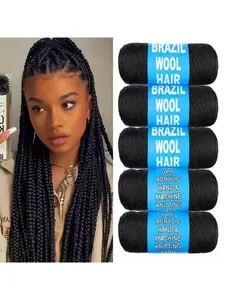 Bright Brazilian Wool Crochet Hair Extensions, Synthetic Extensions, Soft and Durable, Ideal for Braiding, Perfect for Halloween and Christmas