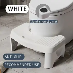 Adult Squat Toilet Stool, 6.7in Compact Anti-Slip PP Plastic Support, Portable Standard Fit Bathroom Footstool for Proper Posture & Comfort, Ideal for Home & Travel (White)